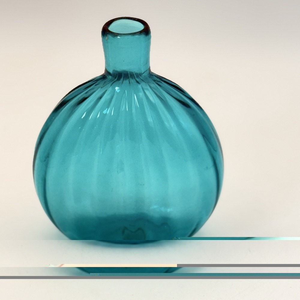 Vintage MMA Blown Glass Vase Flask Bottle Aqua Teal Met Museum of Art 6" #9622